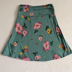 NWT Toad&Co Green Pink and Yellow A-Line Midi Skirt Casual Comfortable XS